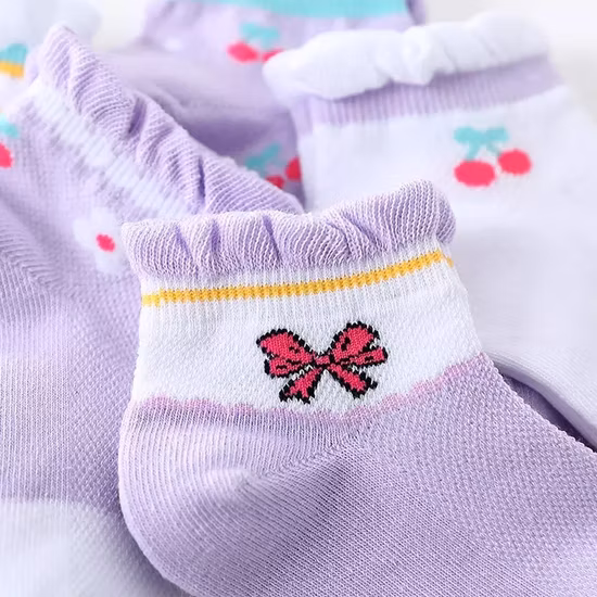 Chaussettes princesse pour bébé, en coton, pour petites filles, violet, cerise, nœud papillon, chaussettes tricotées pour bébé