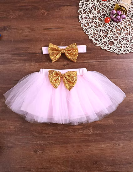 Tenue pour bébé fille, barboteuse brillante, nœud à paillettes, Tutu princesse rose, jupe courte avec bandeau, ensemble de vêtements